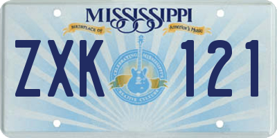MS license plate ZXK121