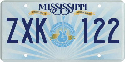 MS license plate ZXK122