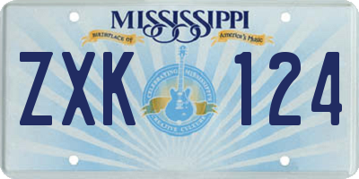 MS license plate ZXK124