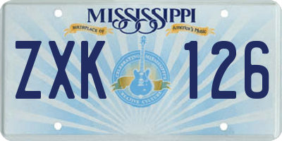 MS license plate ZXK126