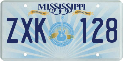MS license plate ZXK128