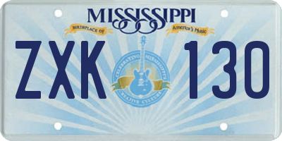 MS license plate ZXK130