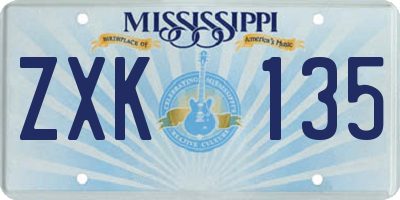 MS license plate ZXK135