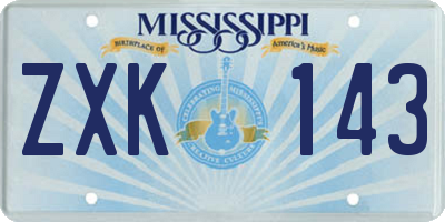 MS license plate ZXK143