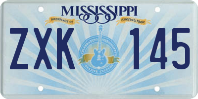 MS license plate ZXK145