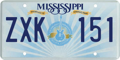 MS license plate ZXK151