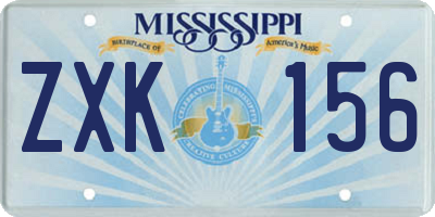 MS license plate ZXK156