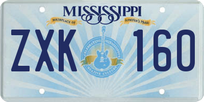 MS license plate ZXK160