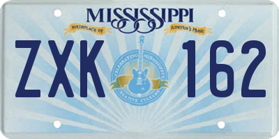 MS license plate ZXK162