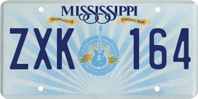 MS license plate ZXK164
