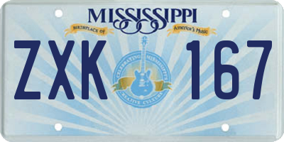 MS license plate ZXK167
