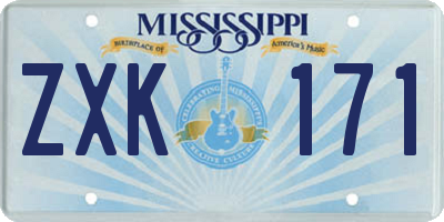 MS license plate ZXK171