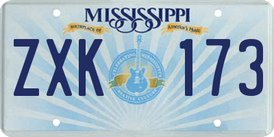 MS license plate ZXK173