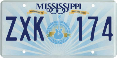 MS license plate ZXK174