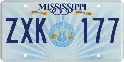 MS license plate ZXK177