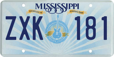 MS license plate ZXK181