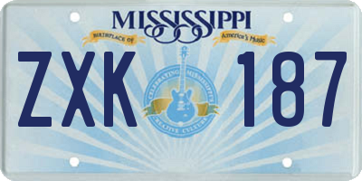 MS license plate ZXK187