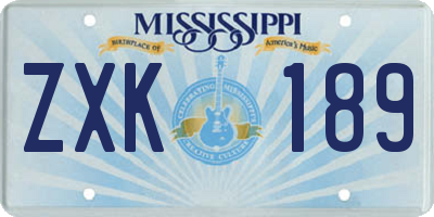 MS license plate ZXK189