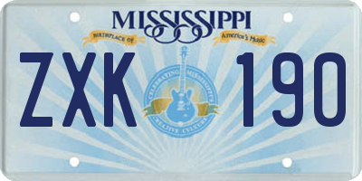 MS license plate ZXK190