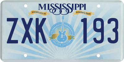 MS license plate ZXK193