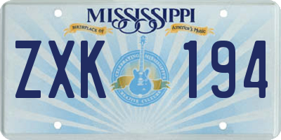 MS license plate ZXK194