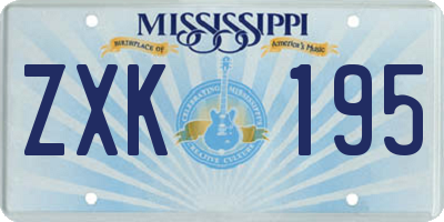 MS license plate ZXK195