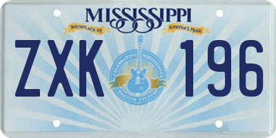 MS license plate ZXK196