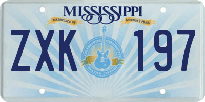 MS license plate ZXK197