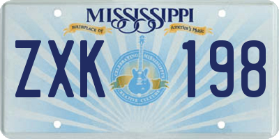 MS license plate ZXK198