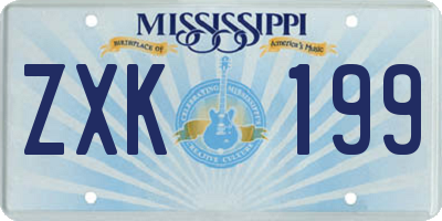 MS license plate ZXK199