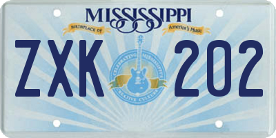 MS license plate ZXK202