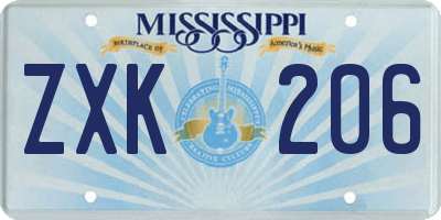 MS license plate ZXK206