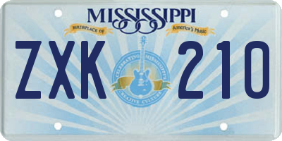 MS license plate ZXK210