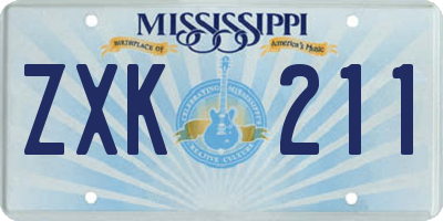 MS license plate ZXK211