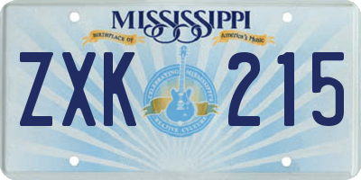 MS license plate ZXK215
