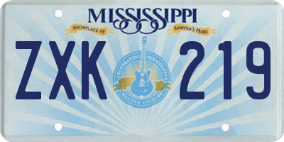 MS license plate ZXK219