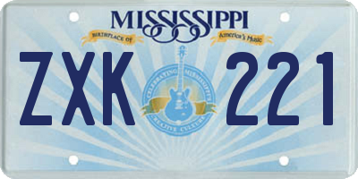 MS license plate ZXK221