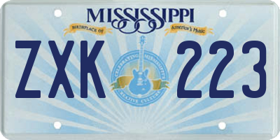 MS license plate ZXK223