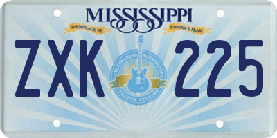 MS license plate ZXK225