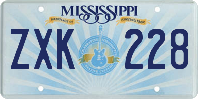 MS license plate ZXK228