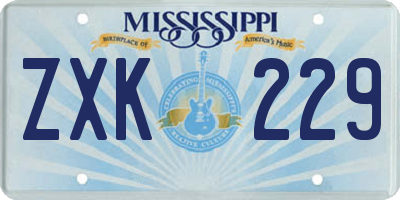 MS license plate ZXK229