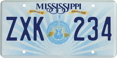 MS license plate ZXK234