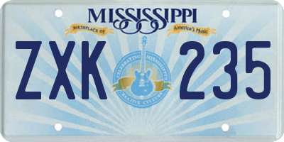 MS license plate ZXK235