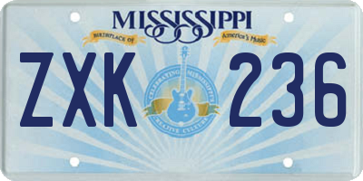 MS license plate ZXK236