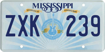 MS license plate ZXK239