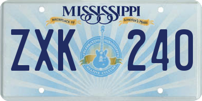 MS license plate ZXK240