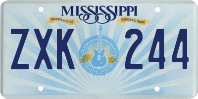 MS license plate ZXK244