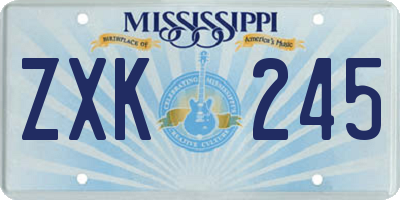 MS license plate ZXK245