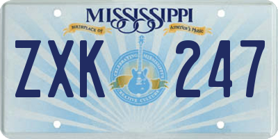 MS license plate ZXK247