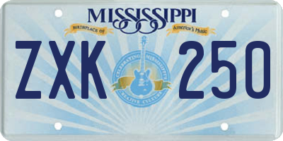 MS license plate ZXK250